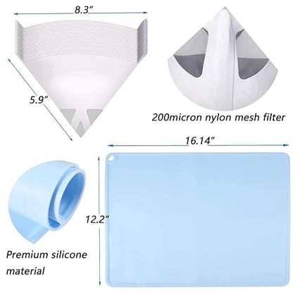 LCD 3D Printer Accessories Resin Tool Kit Includes Stainless Steel Funnel, Resin Filter, Silicone Pad, Photosensitive Resin Bottle, Basic Tools for SLA/DLP Printing
