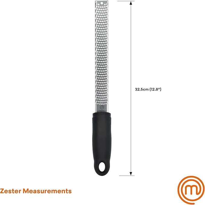 MasterChef Lemon Zester Grater with Handle, Kitchen Tool for Zesting Citrus Fruits & Finely Grating Parmesan Cheese, Garlic, Ginger, Coconut, Nutmeg, Wasabi, Chocolate etc, Stainless Steel, 12 inches - Image 6