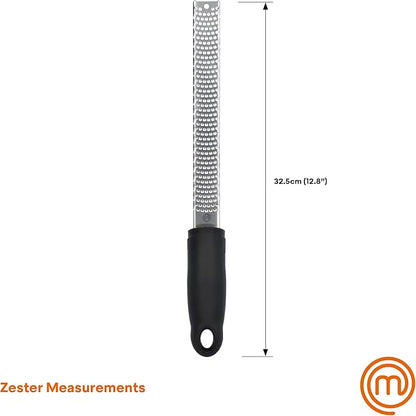 MasterChef Lemon Zester Grater with Handle, Kitchen Tool for Zesting Citrus Fruits & Finely Grating Parmesan Cheese, Garlic, Ginger, Coconut, Nutmeg, Wasabi, Chocolate etc, Stainless Steel, 12 inches - Image 6