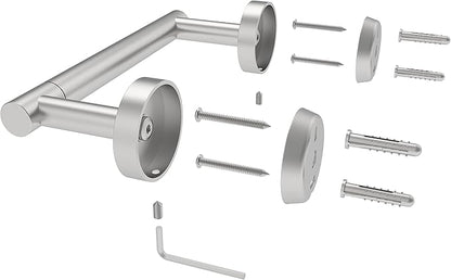 RARXTR Bathroom Toilet Paper Holder Wall Mount SUS304 Stainless Steel Double Post Pivoting Toilet Paper Roll Holder Wall Mounted for Bathroom RV Commercial Toilet Tissue Dispensers, Brushed Nickel