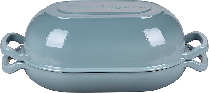 VORRINGARD Enameled Cast Iron Sourdough Bread Oven, Dutch Oven, Loaf Cast Iron Bread Pan for Homemade Bread Baking, Meatloaf Pan with Lid, 5QT, Sea Salt - Image 8