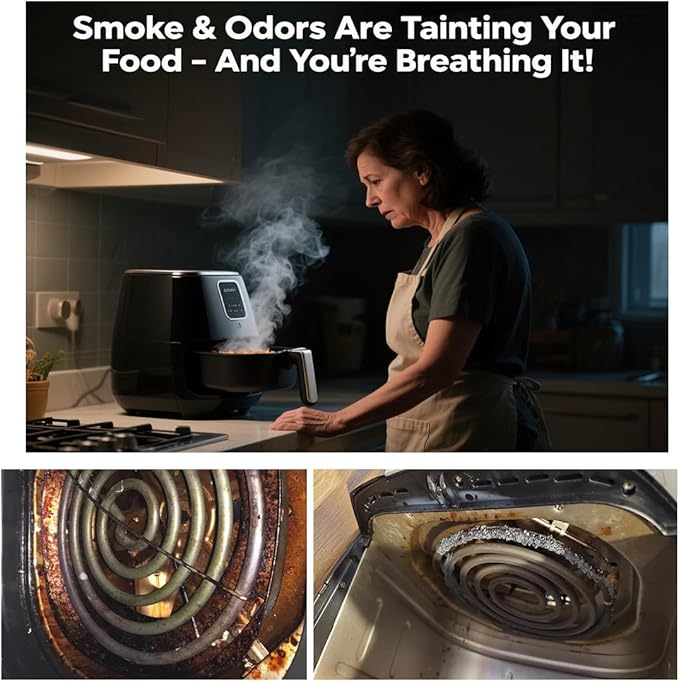 Magnetic Coil Covers Splatter Screen Compatible with Cosori TurboBlaze 6-6.8QT Instant Vortex 6/10QT - Air Fryer Heating Element Protection Extends Lifespan - Blocks 95% Grease & Smoke - Image 2