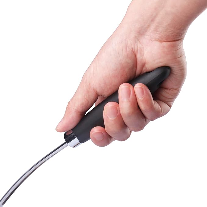 12 Inch Soup Ladle, Black Stainless Steel Ladle Spoon with Comfortable Handle, Long Handle Soup Serving Spoon for Cooking, Stews, Sauce, Gravy, Broth, Kitchen Utensil