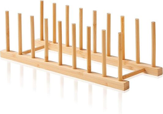 Bamboo Dish Dying Rack - Pot Lid Plate Organizer Holder for Cabinet - Cutting Board Organizer-Plate Rack for Dish, Pot Lid, Bowl, Cup, Cutting Board by Worthyeah