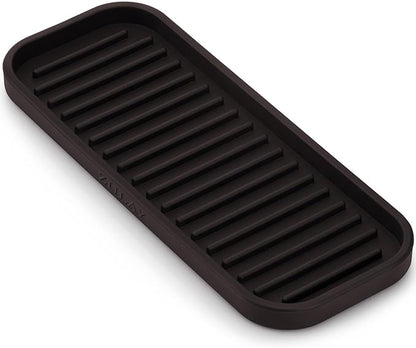 Zulay Kitchen (9x3.5 Silicone Sponge Holder for Kitchen Sink - Flexible Multipurpose Soap Tray Sponge Holder - Sink Organizer Tray for, Bathroom, Makeup, Trinkets & More (Chocolate) by ZulayKitchen