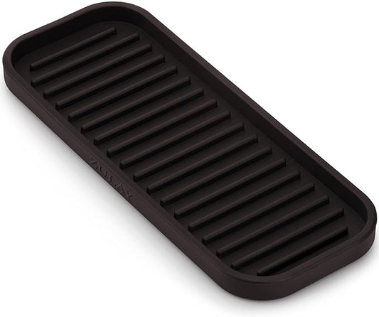 Zulay Kitchen (9x3.5 Silicone Sponge Holder for Kitchen Sink - Flexible Multipurpose Soap Tray Sponge Holder - Sink Organizer Tray for, Bathroom, Makeup, Trinkets & More (Chocolate) by ZulayKitchen