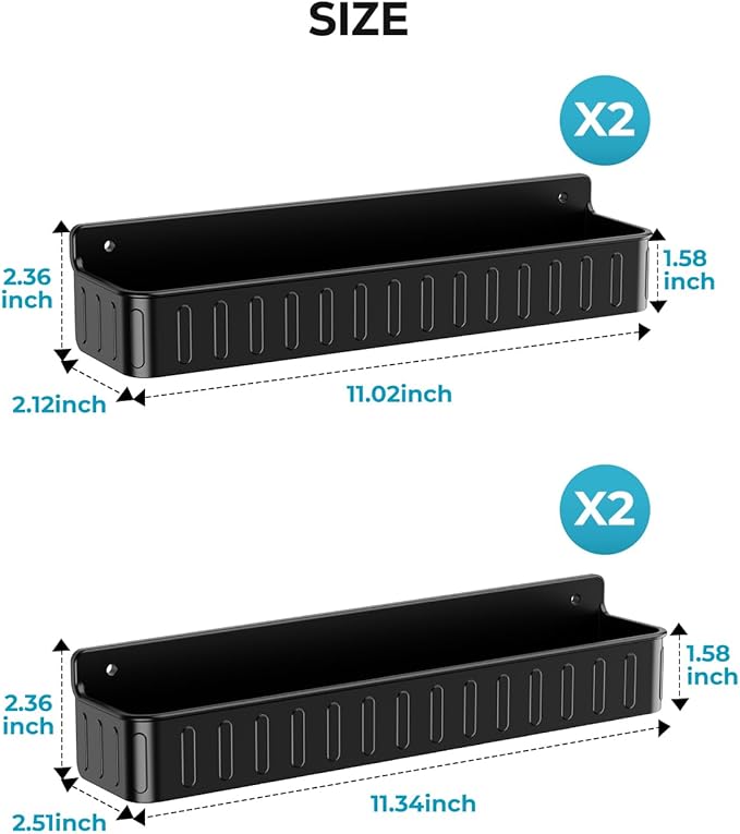 Nieifi Spice Rack Wall Mount, 4 Pack, Black, Screw or Adhesive Installation, Spice Rack Organizer for Your Kitchen Cabinet or Pantry Door - Image 8