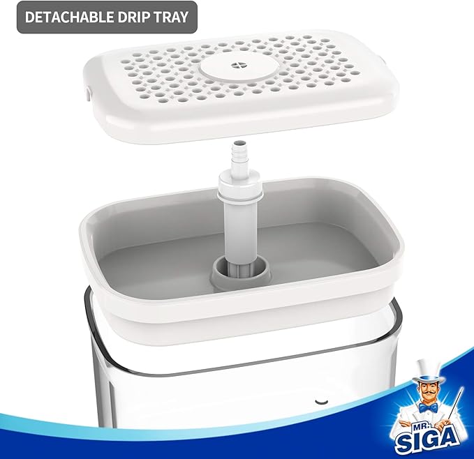 MR.SIGA 2 in 1 Premium Soap Dispenser and Sponge Holder, Dishwashing Soap Pump Dispenser for Kitchen Countertop, White - Image 6