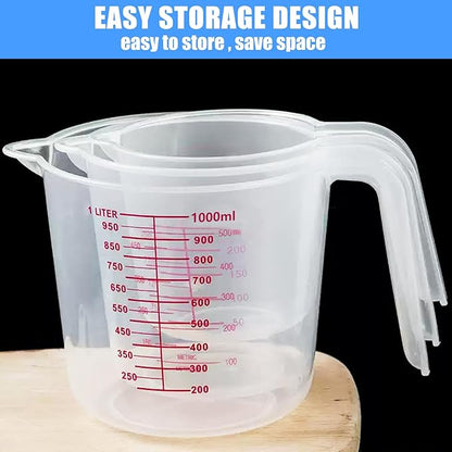 DTDNZKN 3 Pack Measuring Cup Set, Includes 250Ml (1-Cup), 500Ml (2-Cup) and 1000Ml (4-Cup) Plastic Liquid Measuring Cups- Baking, Cooking, Mixing & Measuring Cups, Essential Kitchen Tools - Image 3