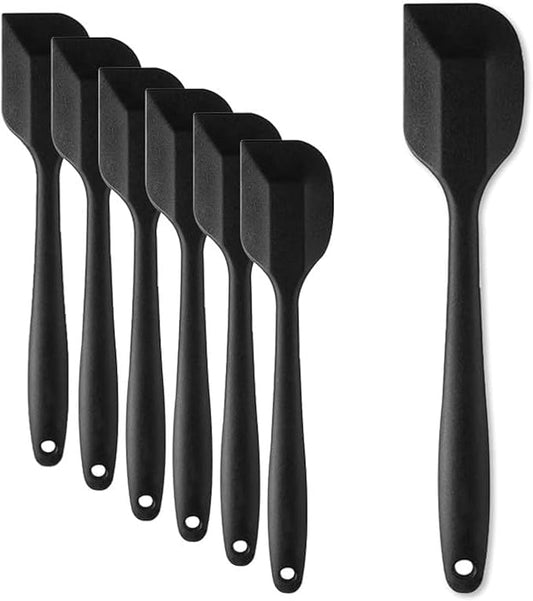 8 Pieces Silicone Spatula, 8.5 inch Non-stick Spatulas with Stainless Steel Core,Heat Resistant-500?, Food Grade Silicone, Dishwasher Safe, for Mixing,Cooking,Baking (Black) by KAKAMINA