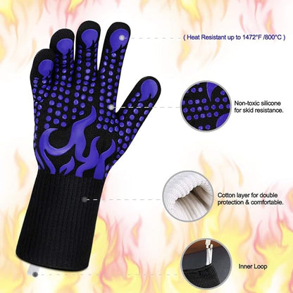 Comsmart BBQ Gloves, 1472 Degree F Heat Resistant Grilling Gloves Silicone Non-Slip Oven Gloves Long Kitchen Gloves for Barbecue, Cooking, Baking, Cutting - Image 4
