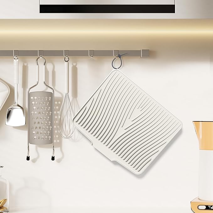 Silicone Dish Drying Mat for Kitchen Counter, Dish Drying Pad, Non-Slip Drain Pad with Built-in Drain, Heat Resistant Stone Drying Mat - Image 5