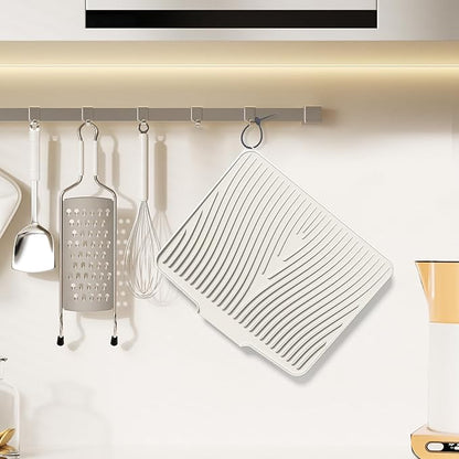 Silicone Dish Drying Mat for Kitchen Counter, Dish Drying Pad, Non-Slip Drain Pad with Built-in Drain, Heat Resistant Stone Drying Mat - Image 6