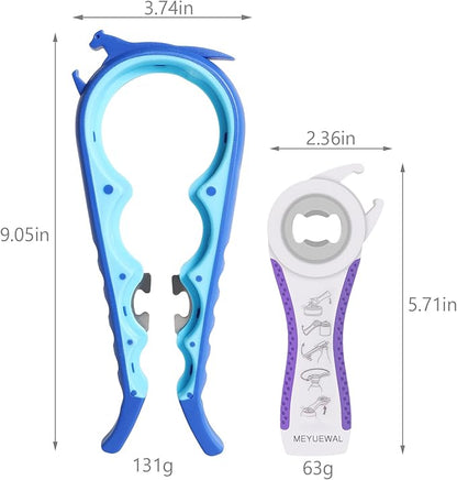 Latest Jar Opener Bottle Opener for Weak Hands, 6 in 1 Multi Function Can Opener Bottle Opener Kit with Silicone Handle Easy to Use for Children, Elderly and Arthritis Sufferers(JAR-Blue3.0) - Image 4