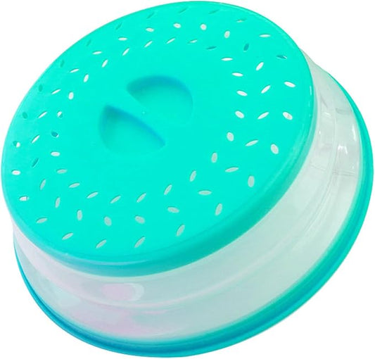 Collapsible Microwave Splatter Cover, Microwave Plate Cover With Steam Vent，BPA-Free Silicone & Plastic (Light ink blue, 10.5IN)