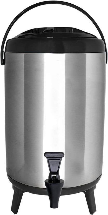 Vollum Stainless Steel Insulated Beverage Dispenser – Insulated Thermal Hot and Cold Coffee Carafe – 8 Liter Drink Dispenser with Spigot for Hot Water, Tea & Coffee, Cold Milk, Juice & More BLACK
