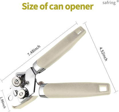 Safring Can Opener Manual, Handheld Strong Heavy Duty Stainless Steel Can Opener, Comfortable Handle, Sharp Blade Smooth Edge, Can Openers with Multifunctional Bottle Opener, Beige - Image 2