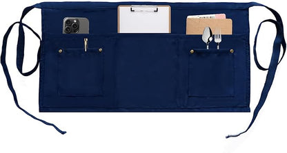 Server Apron with 5 Pockets - Rivet buckle Unisex Short/Half Waiter Waist Short Apron