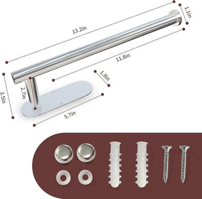 DEKAVA Under Cabinet Wall Mount Paper Towel Holder, Self-Adhesive Bar, Stainless Steel 13 inch (Bright Silver, 1) - Image 4