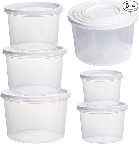 NVTED Big Bowl Food Storage Containers With Cover, Fresh-Keeping Transparent Storage Round Box Household Refrigerator Food Container for Everyday Use to Preserve Freshness (5, Circular) by NVTED