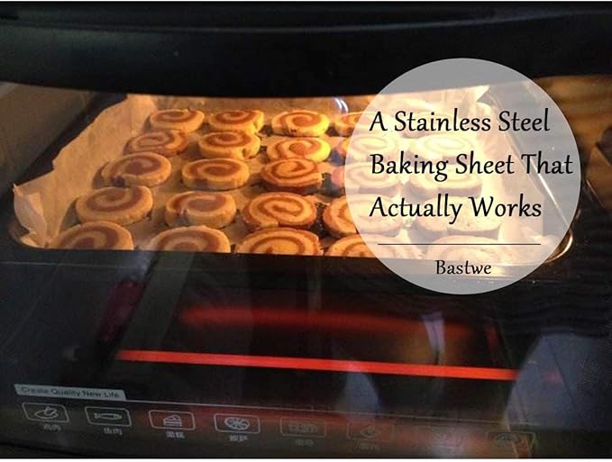 Baking Sheets Set of 2, Bastwe Stainless Steel Baking Pan Tray Cookie Sheet, Size 10 x 8 x 1 inch, Non Toxic & Healthy, Rust Free & Easy Clean - Image 6