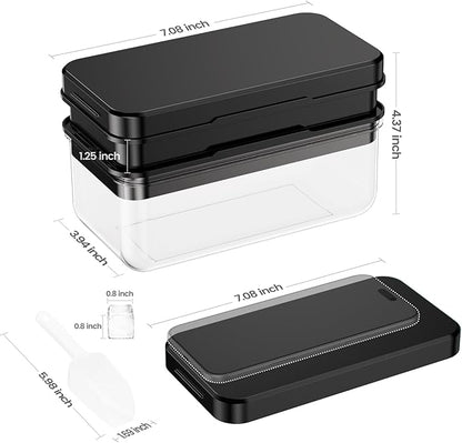 Ice Cube Tray with Lid and Bin, PHINOX 56 pcs Ice Trays for Freezer, Ice Cube Trays for Freezer with 2 trays, Container, Lid & Ice Scoop, BPA Free, Black - Image 3