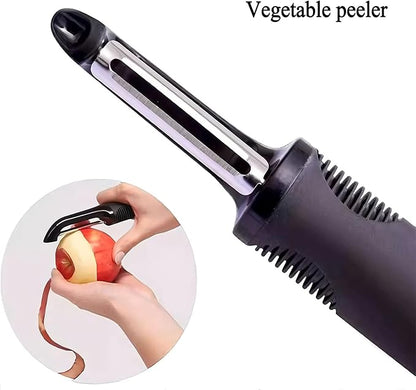 Swivel Vegetable Peeler with Non-Slip Ergonomic Handle, Rust-Proof Steel Blades, Built-in Potato Eye Remover, Plastic Blade Guard, Kitchen Peeler for Potato, Carrot, Apple, Veggie, Fruit, Black - Image 6