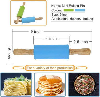 Koogel 2PCS Small Rolling Pin, 9 Inch Kids Rolling Pin for Baking Supplies, Playdough, Wooden Handle Dough Rollers - Image 3