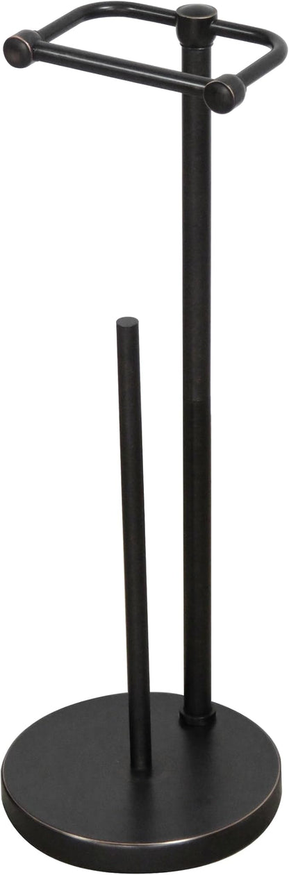 RARXTR Toilet Paper Holder Stand, Post Pivoting Design Free Standing Toilet Paper Holder with Storage for 4 Rolls, 304 Stainless Steel Tissue Holder with Reserve, Heavy-Duty Base (Oil Rubbed Bronze)