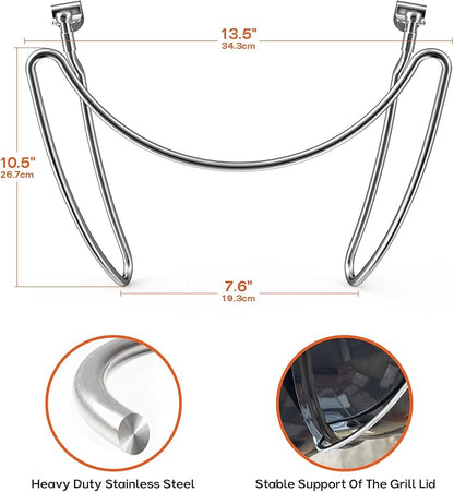 onlyfire Grill Lid Holder, Stainless Steel Slide a Side Lid Prop for All Weber 18”/22”/26” Charcoal Kettle Grills, Charcoal Grill Accessory for Weber Kettle