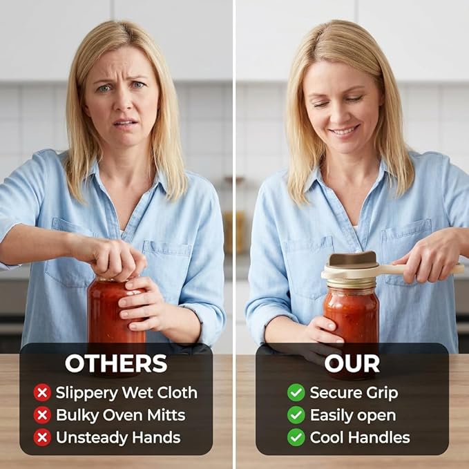 4-in-1 Jar Opener for Seniors -Adjustable Lid Opener with Non-Slip Grip, Stainless Steel Jar Lid Opener for Arthritis Sufferers, Fits Kitchen Jars, Bottles & Cans, Home Kitchen Helper(Green)