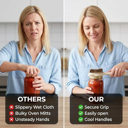4-in-1 Jar Opener for Seniors -Adjustable Lid Opener with Non-Slip Grip, Stainless Steel Jar Lid Opener for Arthritis Sufferers, Fits Kitchen Jars, Bottles & Cans, Home Kitchen Helper(Green)