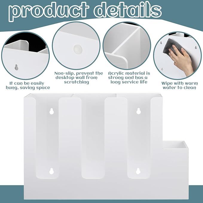 Cunhill 4 Compartments Acrylic Coffee Cup and Lid Storage Organizer Holder Disposable Paper Cup Dispenser Organizer Plastic Lid Holder Accessories for Kitchen Bar Shop Party Supplies (White) - Image 3