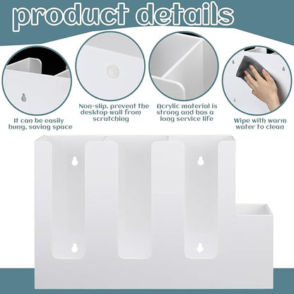 Cunhill 4 Compartments Acrylic Coffee Cup and Lid Storage Organizer Holder Disposable Paper Cup Dispenser Organizer Plastic Lid Holder Accessories for Kitchen Bar Shop Party Supplies (White) - Image 3