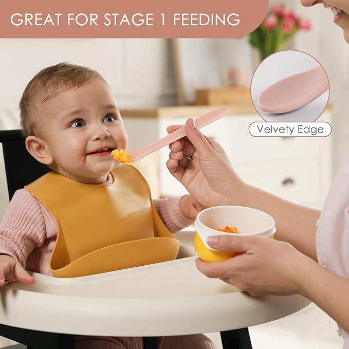 6-Piece Silicone Baby Feeding Spoons, First Stage Infant Spoons, Soft-Tip Easy on Gums I Baby Training Spoon | Infant Utensils Feeding Supplies, Dishwasher & Boil-proof - Image 5