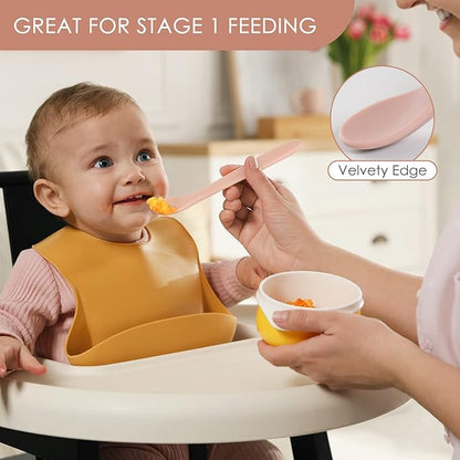 6-Piece Silicone Baby Feeding Spoons, First Stage Infant Spoons, Soft-Tip Easy on Gums I Baby Training Spoon | Infant Utensils Feeding Supplies, Dishwasher & Boil-proof - Image 5