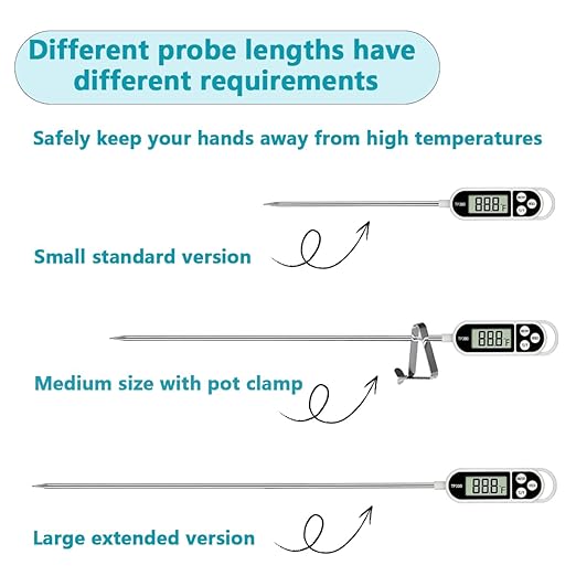 Candy Thermometer Digital Instant Read for Meat Kitchen Cooking Food Oil Deep Fry BBQ Grill Smoker (1, 9.4in) - Image 6