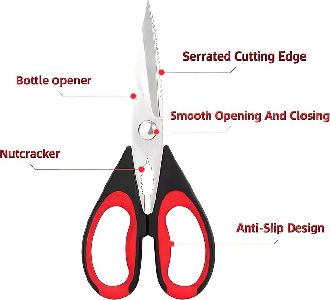 Magnificent Kitchen Scissors Heavy Duty - Multi-Purpose Kitchen Shears for Meat, Poultry, Food - Stainless Steel Cooking Scissors - Dishwasher Safe Culinary Shears - Image 6