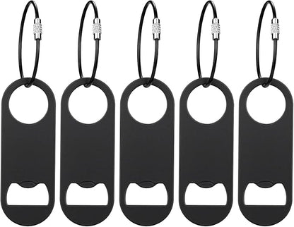 5 PACK Stainless Steel Flat Bottle Opener with Keychain- Bar Key-Beer Bottle Opener for Kitchen, Bar or Restaurant（Black） by DFTOA