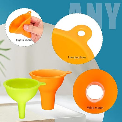 Silicone Funnels 4 Pieces Wide Mouth Funnel Small and Large Flexible Condiment Sauce Canning Set for Squeeze Bottles Jars Cans, Spice Filling Bottles Liquid Oil and Powder(Multi Color) - Image 3