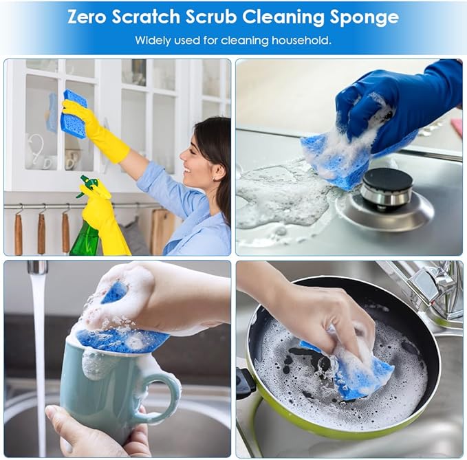 8PCS Dish Sponges Kitchen, Premium Blue Dish Washing Kitchen Sponge, Compressed Cleaning Sponges for Cleaning Kitchen and Bathroom, Non Scratch Scrub Sponge, Cleans Quickly and Well - Image 6