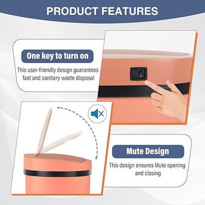 PayLessHere | 13 Gallon Stainless Steel Trash Can | Pink | Automatic Touchless Lid with Motion Sensor | Kitchen Garbage Can with Waterproof Design | for Home, Office, Bathroom | Pack of 1 - Image 5