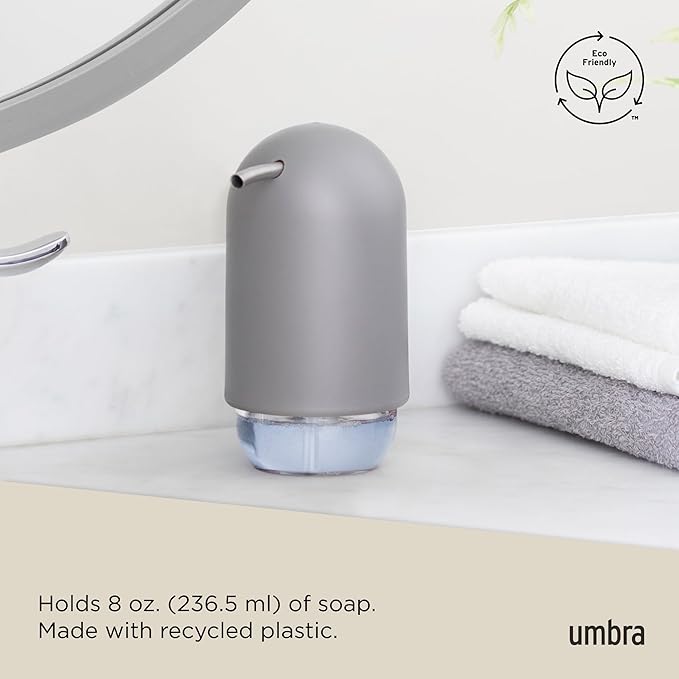 Umbra Touch Soap Dispenser Pump 13 oz (384 ml) Capacity for Liquid Soap or Hand Sanitizer, Easy to Refill, Grey - Image 6