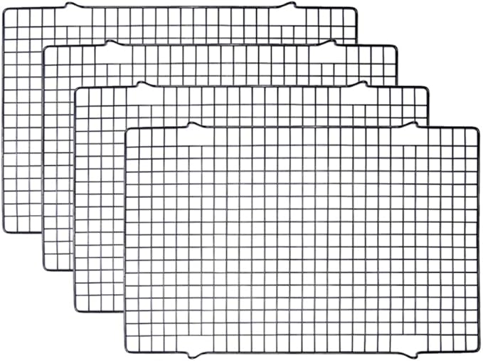 Tebery 4 Pack Black Heavy-Duty Wire Cooking Rack Baking Racks, Nonstick Baking & Cooling Grid for Roasting, Cooking, Grilling, Drying - 16" x 10" by Tebery