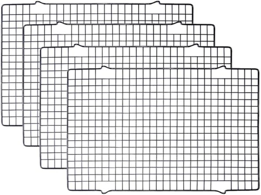Tebery 4 Pack Black Heavy-Duty Wire Cooking Rack Baking Racks, Nonstick Baking & Cooling Grid for Roasting, Cooking, Grilling, Drying - 16" x 10" by Tebery