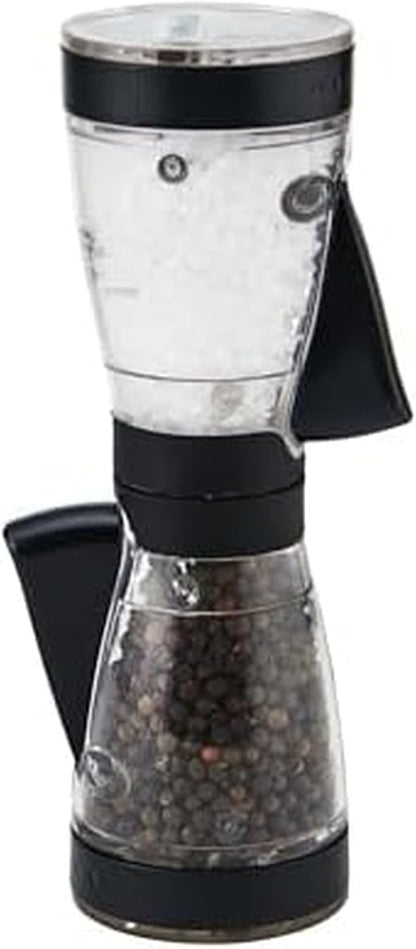 Kamenstein 5117018 One-Handed 2-in-a-1 Dual Salt and Pepper Grinder - Adjustable and Refillable, 8-Inch