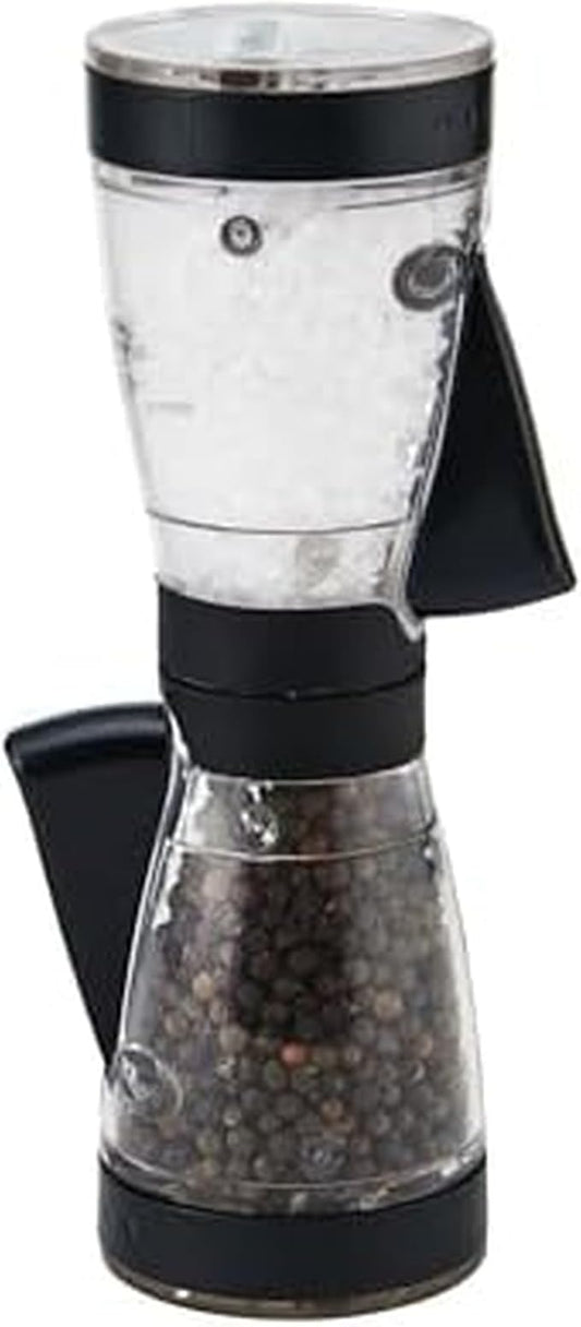 Kamenstein 5117018 One-Handed 2-in-a-1 Dual Salt and Pepper Grinder - Adjustable and Refillable, 8-Inch