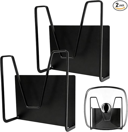 2 Pack Magnetic Pot Lid Holder,Organizer Hanging Saucepan Lid Metal Pot Lid Rack No Drilling, Rustproof, Lid Organizers Inside Cabinet for Small Space Solution & Kitchen Cabinet Organization