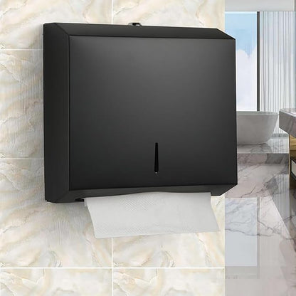 Comercial Paper Towel Dispenser Wall Mount, Stainless Steel Hand Towel Dispenser with Lock, Trifold/C Fold Paper Towel Holder for Bathroom Kitchen Office Public Places, Large Capacity Tissue Holder