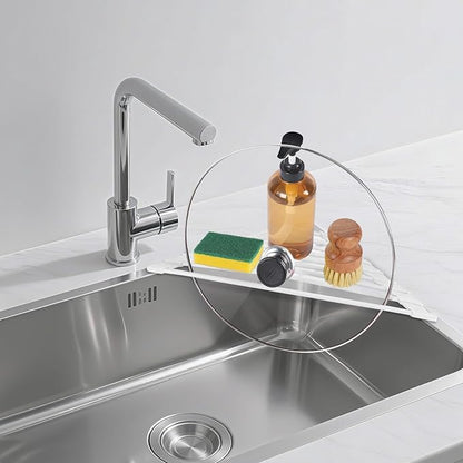 HANZENMA Triangular Sink Rack, Multi-Functional Rack Above the countertop, Foldable Sink Drying mat, Heat-Resistant, Non-Slip, and Rust-Proof Dish Rack (White) - Image 7